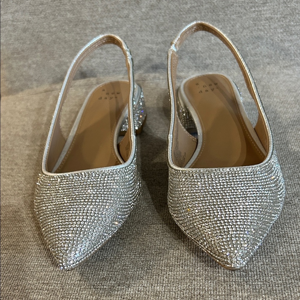 Silver Rhinestone Slingbacks - Picture 2 of 4